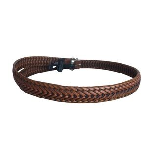 Perry Ellis Portfolio Brown Braised Leather Braided Belt NEW Size 44